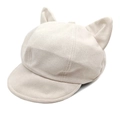 Minimalist beige faux suede beret featuring cute cat ears and a classic retro profile - M (56-58cm) / Beige