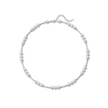 Elegant white freshwater pearl necklace with silver chain and lobster clasp - Pearl and Silver Chain Spliced Necklace (V-e-026)