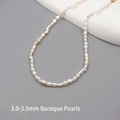 Minimalist freshwater baroque pearl necklace with 3.0mm beads in a creamy white finish - Straight-hole Baroque