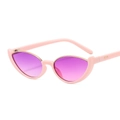 Pink cat eye sunglasses with purple gradient lenses and gold metal trim accents - Cat Eye / Pink Frame Gradient Purple Lens