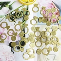 Corandoli glitterati dorati a forma di anello per decorazioni di nozze e fidanzamento - Anello Oro Glitterato