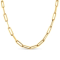 Gepolijste gouden paperclip ketting met minimalistische rechthoekige schakels - Paperclip Ketting (Alleen Ketting)
