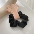 Elegant black satin scrunchie with pink diamond ring display card for pony tail hair - With Diamond Card / Black