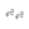 S925 sterling silver stud earrings with round purple zircon stones in silver finish - Purple Silver