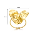 Gold heart ring with textured finish and twisted open band, size 25mm by 25mm - Wide Pleated Heart (JZ6143) / Gold