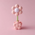 Pink flower-shaped magnetic night light with a clip-on base for desktop use - Flower Clip Lamp (LD39) / Pink