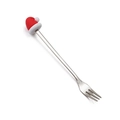 Stainless steel fork featuring a red and white silicone Santa hat decoration on top - Christmas Hat Fork / Original Silver