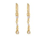 Elegant gold drop earrings with heart and teardrop shaped cubic zirconia stones - Multi-Shape Long Drop / Gold