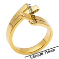 Detailed size view of geometric gold stainless steel ring with 1.8cm inner diameter - Gold
