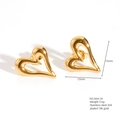 18K gold plated heart earrings in 304 stainless steel with hollow design, size 15mm - E664-24(Hollow Heart)
