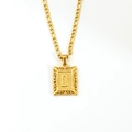 18K gold plated stainless steel Figaro necklace with hollow letter D pendant - Letter D(SP598G-D)