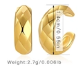 Detailed view of gold C-shaped ear cuffs with diamond pattern and 1.4cm height - Quilted Pattern Ear Cuff (KE0039)