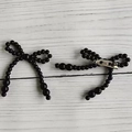 Handcrafted black pearl beaded bow brooch with silver pin back for DIY apparel - 46-Bow Black (With Brooch)