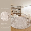 Luxurious beige round faux cashmere rug with anti-slip cotton backing for home - Diameter 80cm / Perina