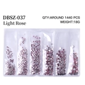 Light Rose nail rhinestones set in 6-grid box containing 1440 pieces for DIY nail art - Mixed Sizes SS4-SS16 Around 1440 Pieces / Light Pink