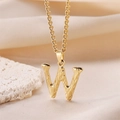 Golden textured letter W pendant necklace with a minimalist brushed metal finish for women - Gold Letter W (Pendant Only)