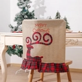Coprisedia natalizio in iuta con applique a renna e bordo a quadri rosso e nero - Una Renna