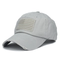 Light gray American flag baseball cap with distressed details and cotton twill fabric - Adjustable / Light Gray