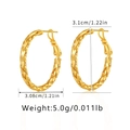Detailmaße der goldenen Ohrringe mit Flechtstruktur inklusive Höhen- und Gewichtsangaben - Geflochtener Texturgoldring-Stil (KE0852) / 18K-Gold