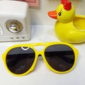 Bright yellow round-frame kids sunglasses with dark lenses for UV protection - Yellow