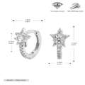 Especificaciones de tamaño para pendientes de estrella en plata de ley y circón 5A - Plata 925 / Plata 925 chapada en oro blanco