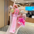 Pink seashell keychain with floating octopus doll and star wristband for bags - Ocean Floating Sea Snail - Pink