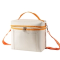 Large insulated lunch bag in off-white and orange with adjustable shoulder strap - Off White