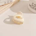 Matte cream heart-shaped mini hair claw clip for high ponytail styling accessory - Heart Style / Mini / Cream