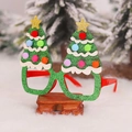 Occhiali di Natale a forma di albero con glitter verdi e stelle per feste a tema - Stile Doppio Albero di Natale (L-SD40)