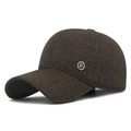 Dunkelbraune Woll-Wintermütze für Herren mit Ohrenschutz und metallischem F-Logo - Verstellbar / Kaffeebraun