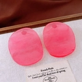 Detailed macro view of pink resin geometric earrings with a brushed matte texture finish - 18# Silver Pin-Pink