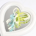 Detail of blue-yellow gradient butterfly hair claw clip on a heart-shaped mirror base - Green Blue