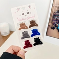 6er-Set Mini-Haarklammern mit Flockung in Braun, Blau, Rot und Schwarz für Damen - Blume Modell / 6er Set-2.6CM