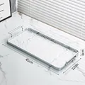 Rectangular water ripple glass tray with silver handles in size 45x22x4cm - Large Ice Pattern Tray / Silver