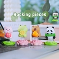 Set of four cute animal spring desktop ornaments with pig, frog, capybara and panda - 1188-31 Set of 4 Bobbleheads