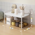 Minimalist white double-layer kitchen storage rack in size 30.7x20x18cm for countertop - 30cm White Frame + White Board