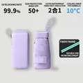 Flat mini portable purple sun umbrella with UV protection and a hard shell zipper case - 2-in-1 Reinforced Ribs with Case / Light Purple