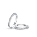 Set di anelli minimalisti in argento sterling S925 con micro-pavé di zirconi su sfondo bianco - Taglia US 7 / Argento