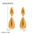 Orecchini a goccia minimalisti in oro con design a doppia goccia d'acqua e finitura lucida - Doppia Goccia d'Acqua d'Oro Lucido (JDEW2309015)