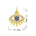 Evil eye pendant with blue zircon stones and 18K gold plating for jewelry making - Gold - Eye 889