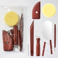 Clay carving tools set with red pear wood handles and stainless steel components - 8-Piece Rosewood Pottery Tool Set