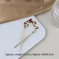 Épingle à cheveux en U dorée avec papillon rouge et pompon, taille 11,5 cm par 5 cm - Style Serpent d'Or Papillon Feuille d'Érable Rouge (162#) / Or