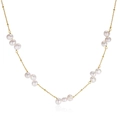 Minimalist 925 silver necklace with gold chain and irregular white freshwater pearls - Irregular Pearl and Chain Link Necklace (Gold)