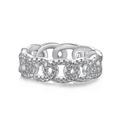 S925 sterling silver chain link ring with full cubic zirconia stones in silver finish - Silver Color (DY120888)
