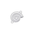 Détail macro d'un pendentif coquillage ammonite argenté à deux anneaux - Nautile VD1584 / Or blanc