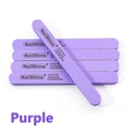 Pack of 5 purple washable straight nail files and sponges with S100/180 grit scale - Purple