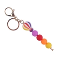Colorful hot air balloon silicone beaded keychain with purple, red and yellow beads - Red