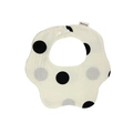 Absorbent cotton baby bib featuring beige fabric with large black and grey polka dots - Big Polka Dots