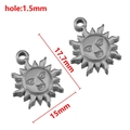 Silver stainless steel sun face charms for jewelry making, 17.7x15mm DIY sun pendant - 15x18mm Steel Color