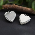 Polished silver stainless steel heart locket pendant with a matte center and hinge design - Heart Concave Locket 22.5*23mm / Hand Polishing